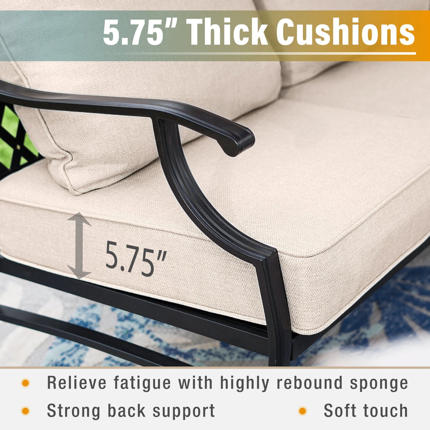 Sophia&William 6 Piece Patio Conversation Set Outdoor Table and Swivel Chairs Furniture Sets with 2 Ottomans