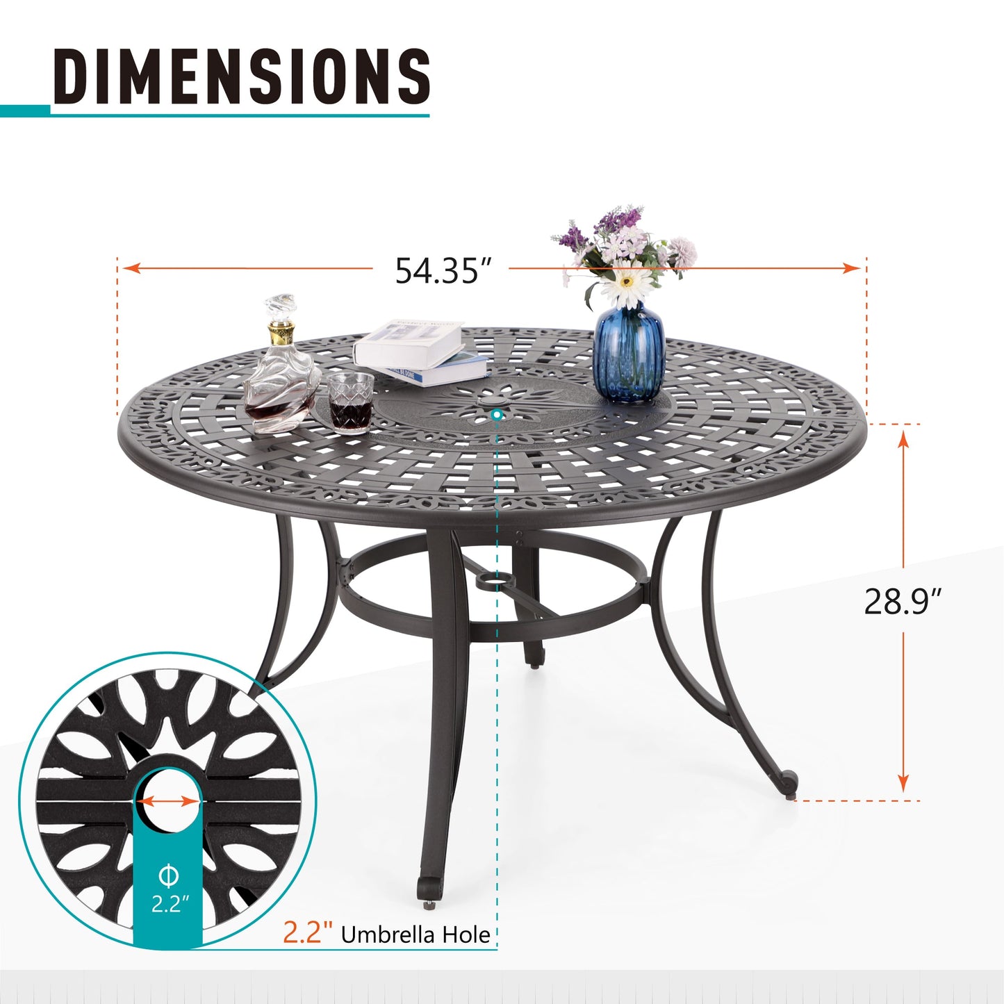 Sophia & William 7 Piece Cast Aluminum Outdoor Patio Dining Set 6 Chairs and Round Table