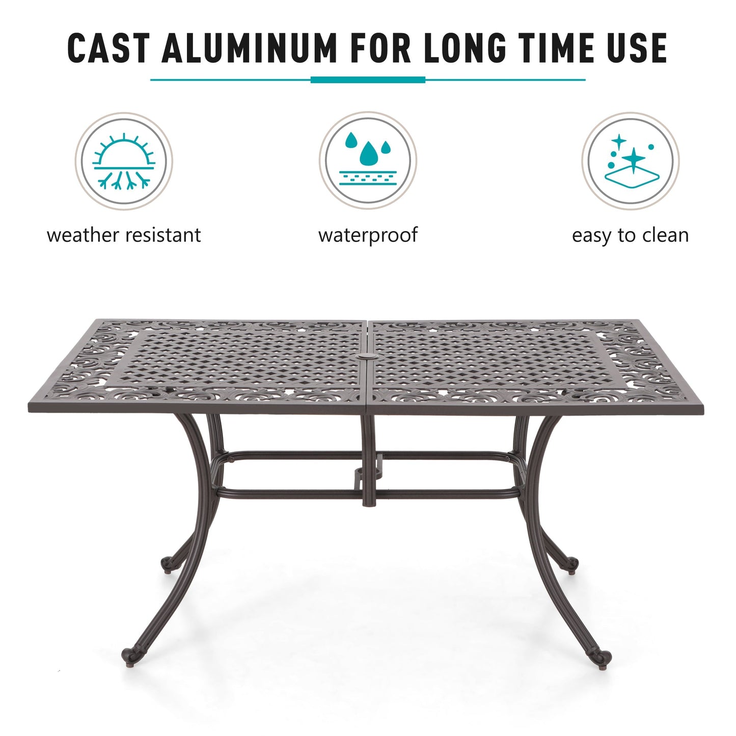 Sophia & William 7 Piece Cast Aluminum Outdoor Patio Dining Set 6 Chairs and Rectangular Table