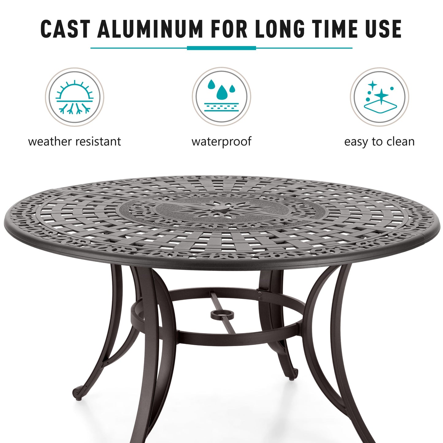 Sophia & William 7 Piece Cast Aluminum Outdoor Patio Dining Set 6 Chairs and Round Table