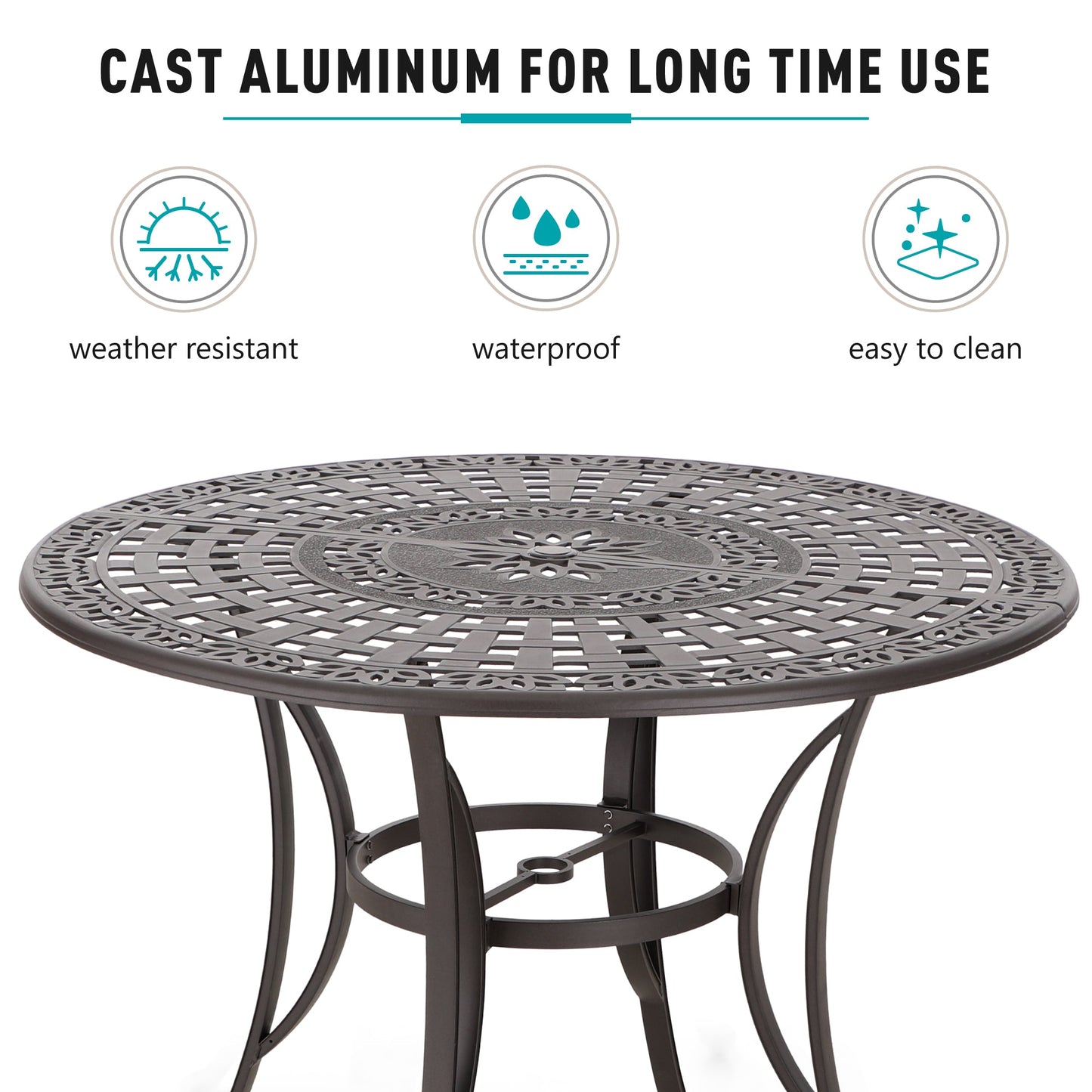 Sophia & William 7 Piece Cast Aluminum Outdoor Bar Set 6 Swivel Bar Stools with Cushion and 1 Round Patio Bar Table