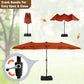 Sophia & William 8-Piece Outdoor Dining Set with 13 ft Double Sided Orange Red Umbrella, Patio Table & Metal Chairs for 6