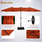 Sophia & William 8-Piece Outdoor Dining Set with 13 ft Double Sided Orange Red Umbrella, Patio Table & Metal Chairs for 6