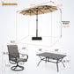 Sophia & William 8-Piece Outdoor Patio Dining Set with 13 ft Beige Umbrella, Rectangle Table & Textilene Chairs for 6