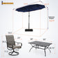 Sophia & William 8-Piece Outdoor Patio Dining Set with 13 ft Navy Umbrella, Rectangle Table & Textilene Chairs for 6
