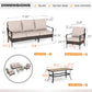 Sophia & William 4 Piece Metal Patio Furniture Set 5-Seat Outdoor Wicker Rattan Conversation Set with Armchairs and Coffee Table