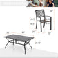 Sophia & William 7 Piece Outdoor Patio Dining Sets Metal Furniture Rectangle Table and Stackable Stackable Chairs Set for 6