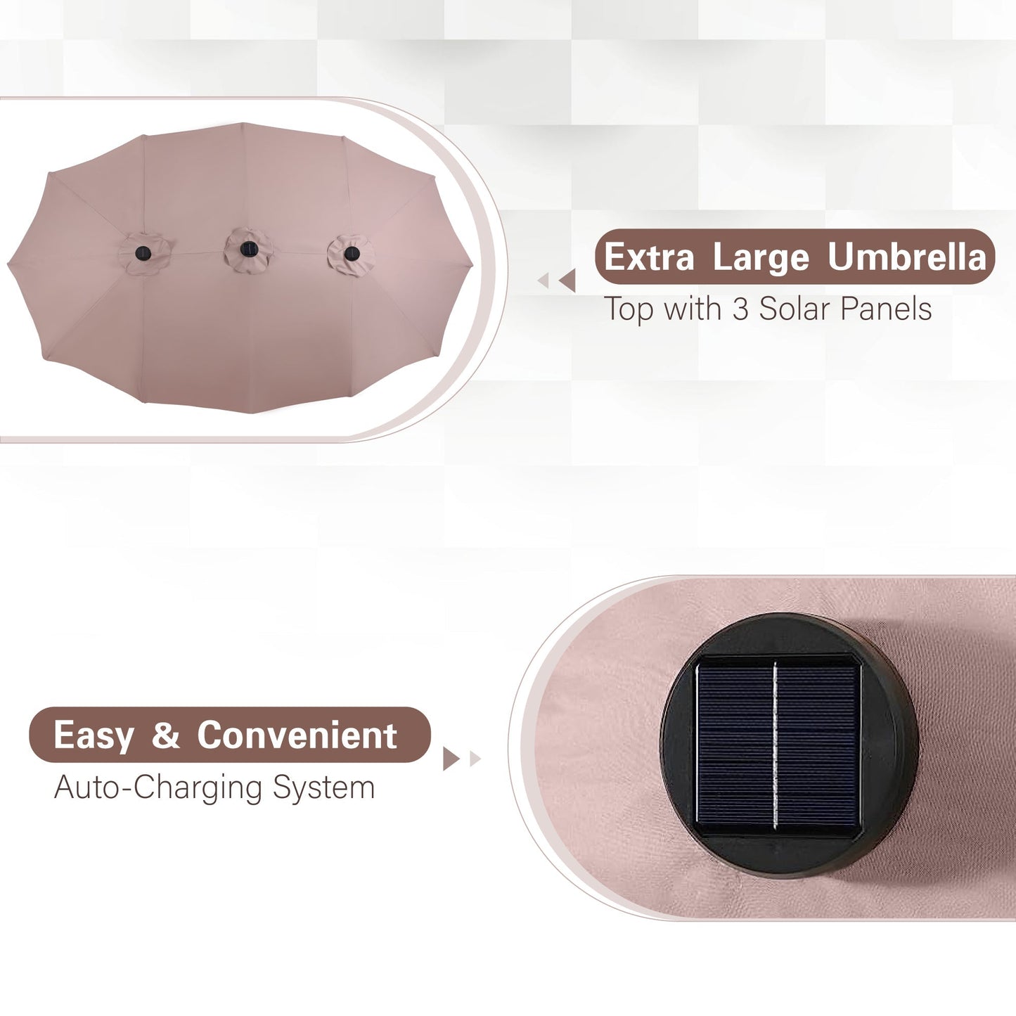 Sophia & William 15FT Outdoor Patio Umbrella Extra Large Double-Sided Garden Umbrella with Crank Handle, Beige