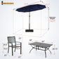 Sophia & William 8-Piece Outdoor Dining Set with 13 ft Double Sided Navy Umbrella, Patio Table & Stackable Chairs for 6