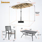 Sophia & William 8-Piece Outdoor Dining Set with 13 ft Double Sided Beige Umbrella, Patio Table & Metal Chairs for 6