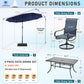 Sophia & William 8-Piece Outdoor Patio Dining Set with 13ft Navy Umbrella, Rectangle Table & Blue Textilene Chairs Furniture Set