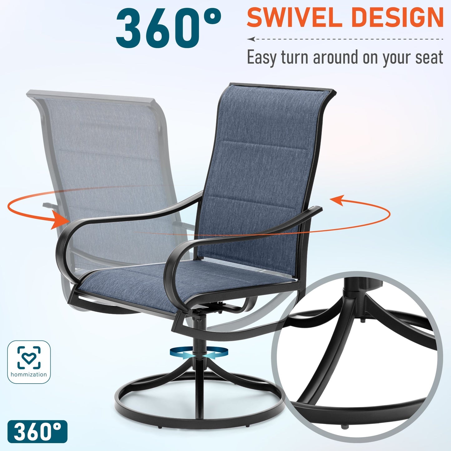 Sophia & William 8-Piece Outdoor Patio Dining Set with 13ft Orange Red Umbrella, Rectangle Table & Padded Textilene Chairs Furniture Set