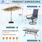 Sophia & William 8-Piece Outdoor Patio Dining Set with 13ft Beige Umbrella, Rectangle Table & Padded Textilene Chairs Furniture Set