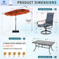 Sophia & William 8-Piece Outdoor Patio Dining Set with 13ft Orange Red Umbrella, Rectangle Table & Padded Textilene Chairs Furniture Set