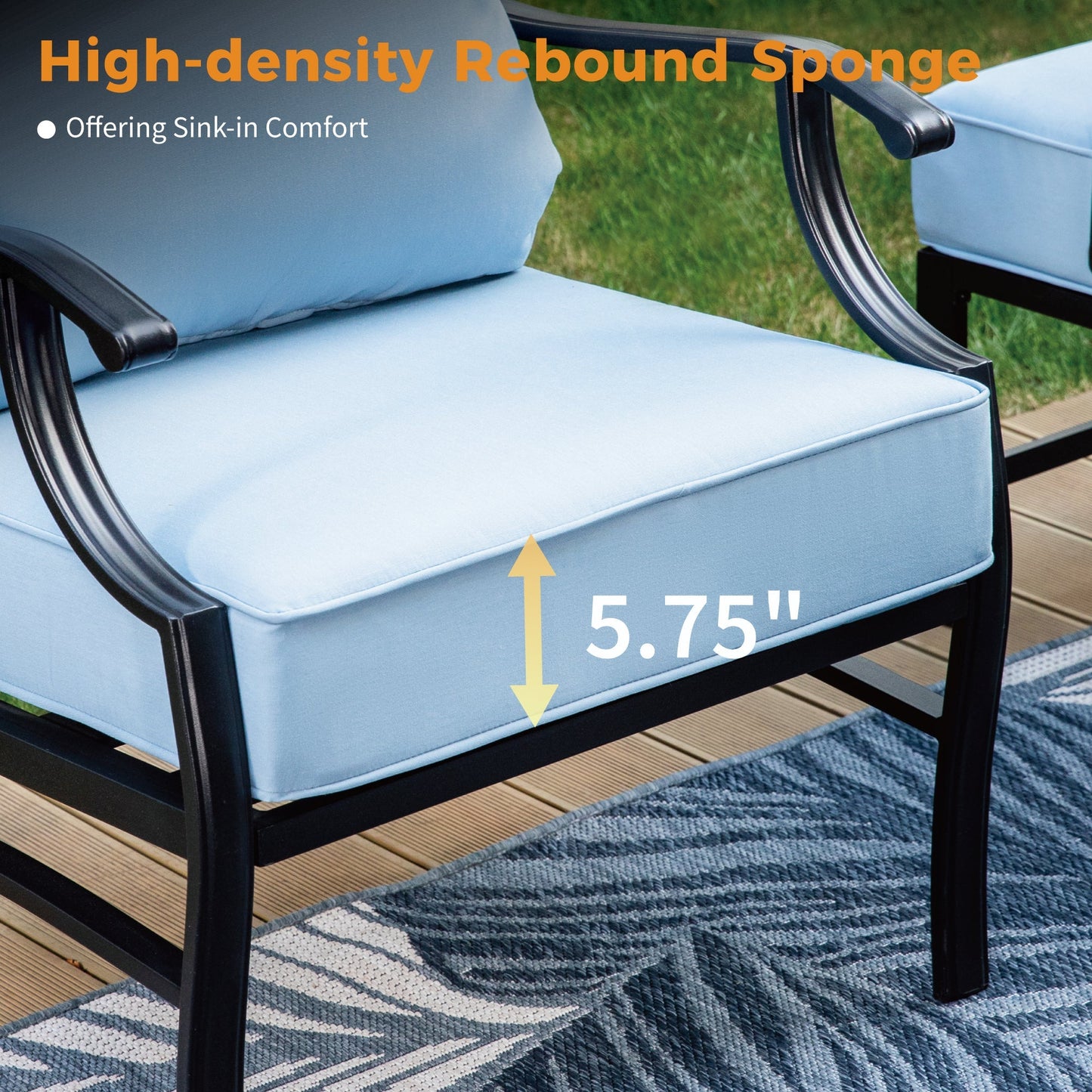 Sophia&William 7 Seat Patio Conversation Set Outdoor Sofa Furniture Set with Ottomans, Blue