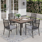 Sophia & William 5 Piece Patio Metal Dining Set Square Table and 4 Stackable Mesh Chairs
