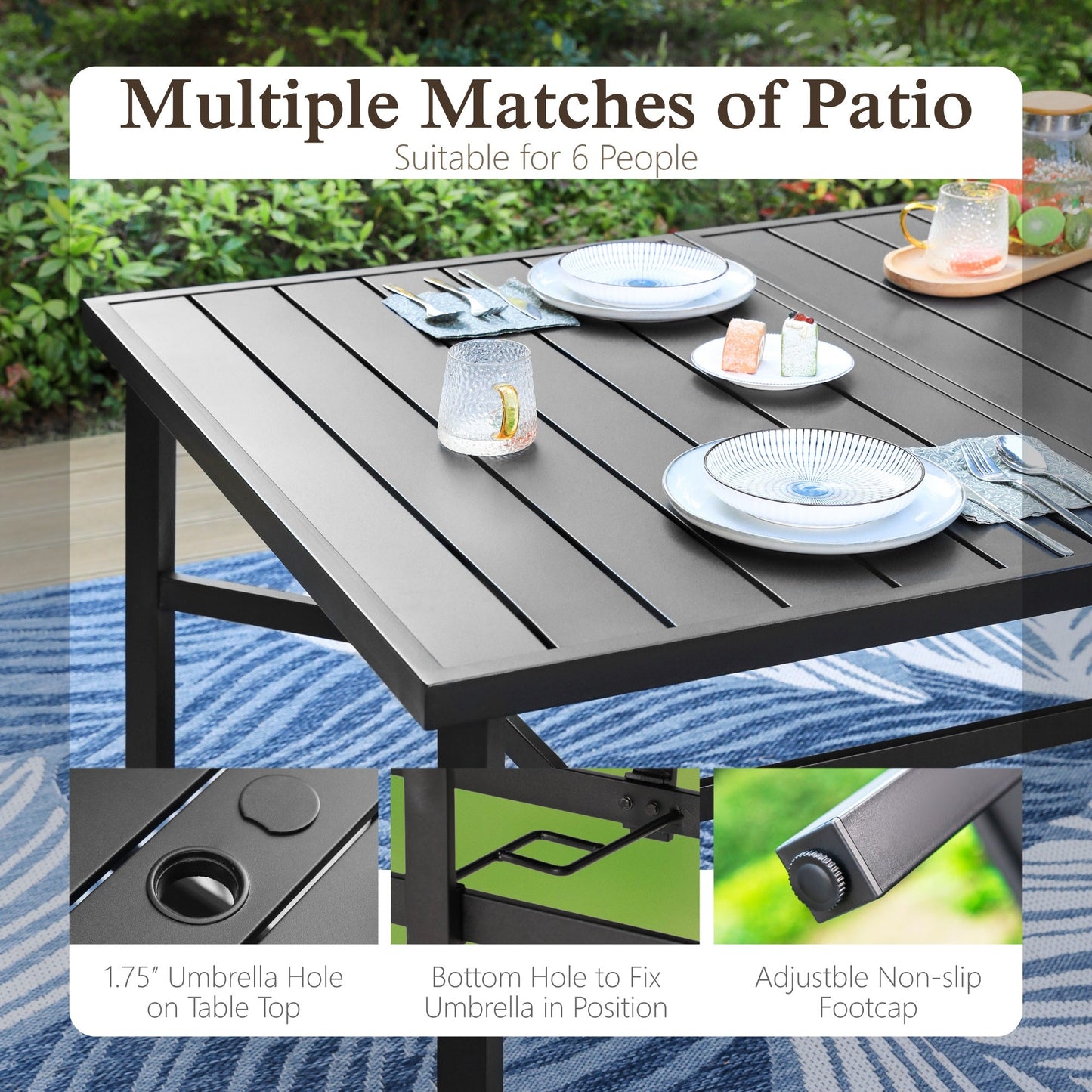 Sophia&William 9-Piece Outdoor Patio Dining Set Textilene Chairs & 83" Table Furniture Set, Blue