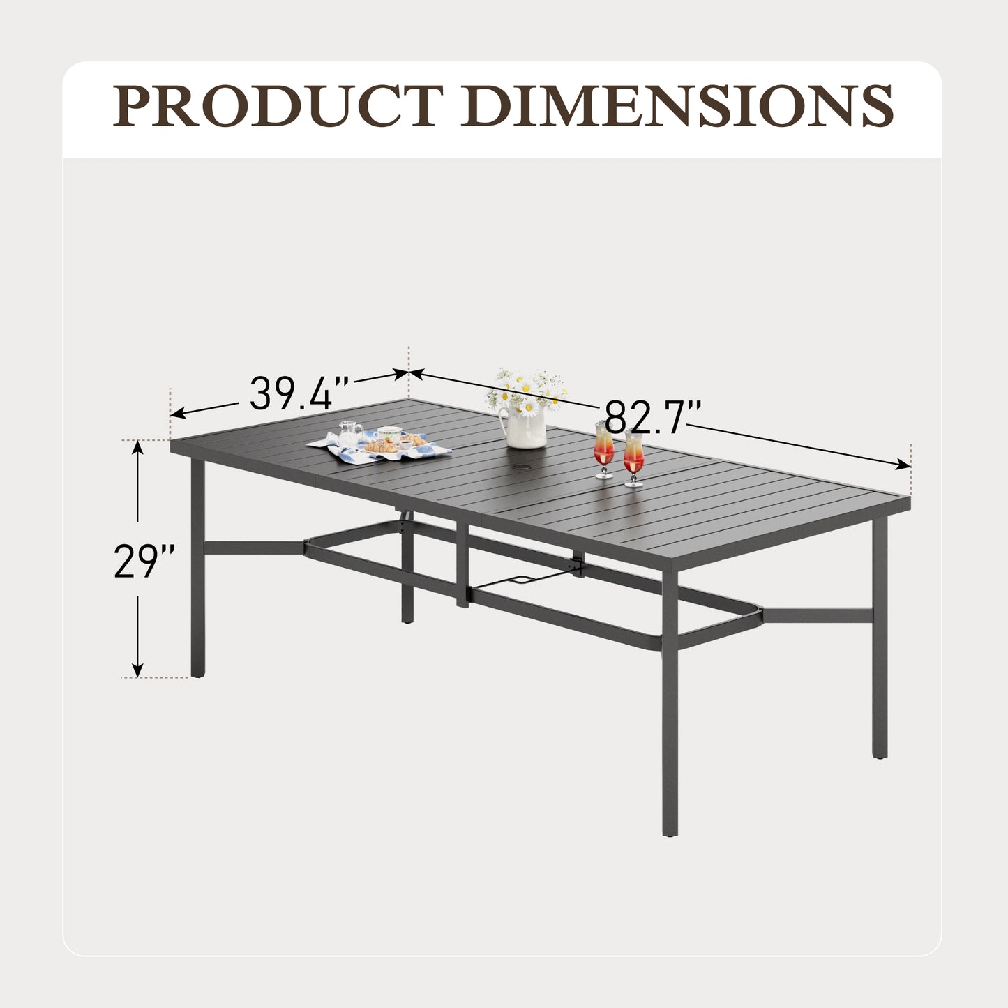 Sophia & William 9 Piece Patio Dining Set Outdoor Metal Table and Chairs Set Outside Furniture Set for 8