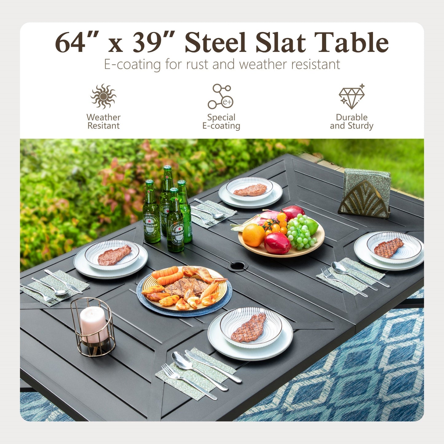Sophia & William 7 Piece Outdoor Patio Dining Set Highback Textilene Swivel Chairs and Metal Table Furniture Set for 6, Gray
