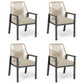 Sophia & William 4Pcs Outdoor Patio Rattan Dining Chairs with Metal Frame, Beige Cushion