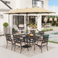 Alpha Joy 8-Piece Outdoor Patio Dining Set with 13 ft Beige Umbrella, Cushioned Chairs & Metal Table for 6