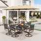 Alpha Joy 8-Piece Outdoor Patio Dining Set with 13 ft Beige Umbrella, Cushioned Swivel Chairs & Metal Table for 6
