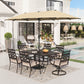 Alpha Joy 8-Piece Outdoor Patio Dining Set with 13 ft Beige Umbrella, Cushioned Swivel Chairs & Fixed Chairs & Metal Table for 6