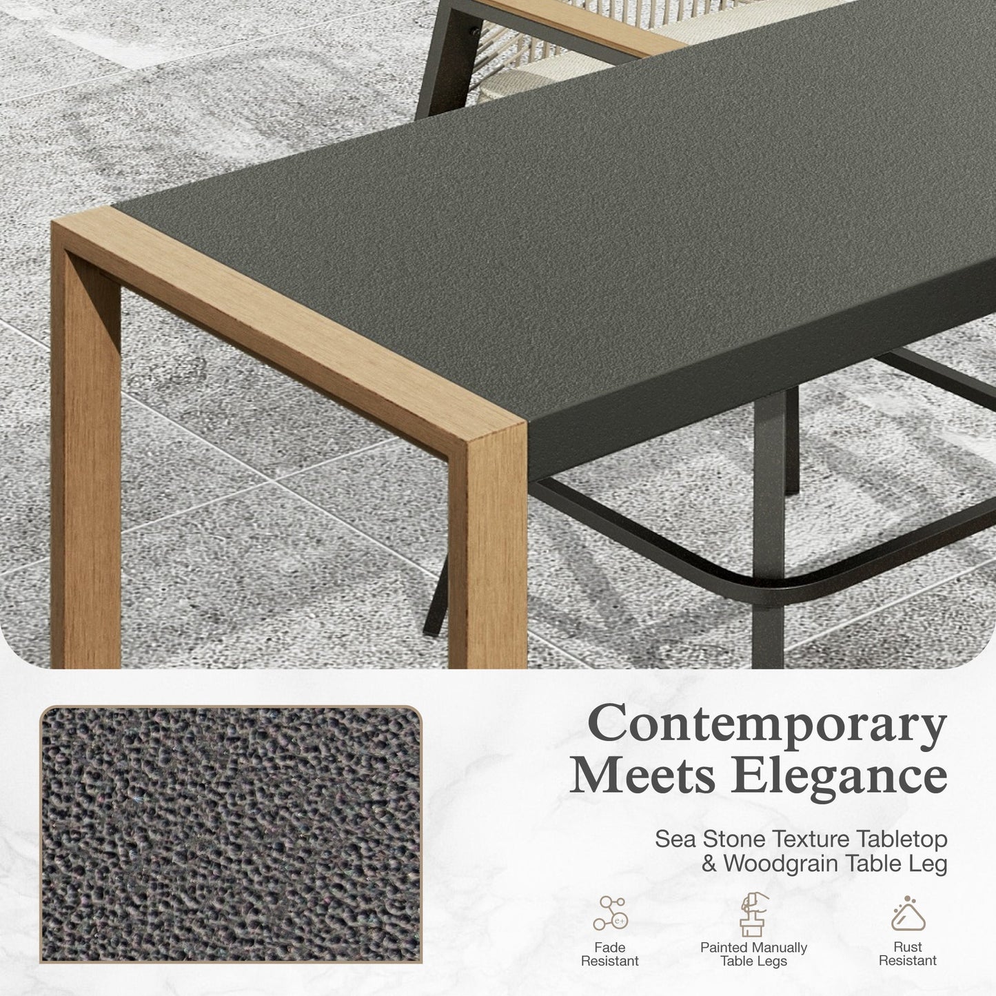 Sophia & William 3PCS Patio Outdoor Bar Set Txtilene Bar Height Swivel Stools & Table Furniture Bistro Set, Gray