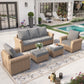 Sophia & William 5 Pieces Wicker Patio Furniture Set 5-Seat Outdoor Conversation Set with Cushions, Yellow & Gray