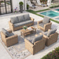 Sophia & William 6 Pieces Wicker Patio Furniture Set 7-Seat Outdoor Cushioned Conversation Set with Coffe Table, Gray