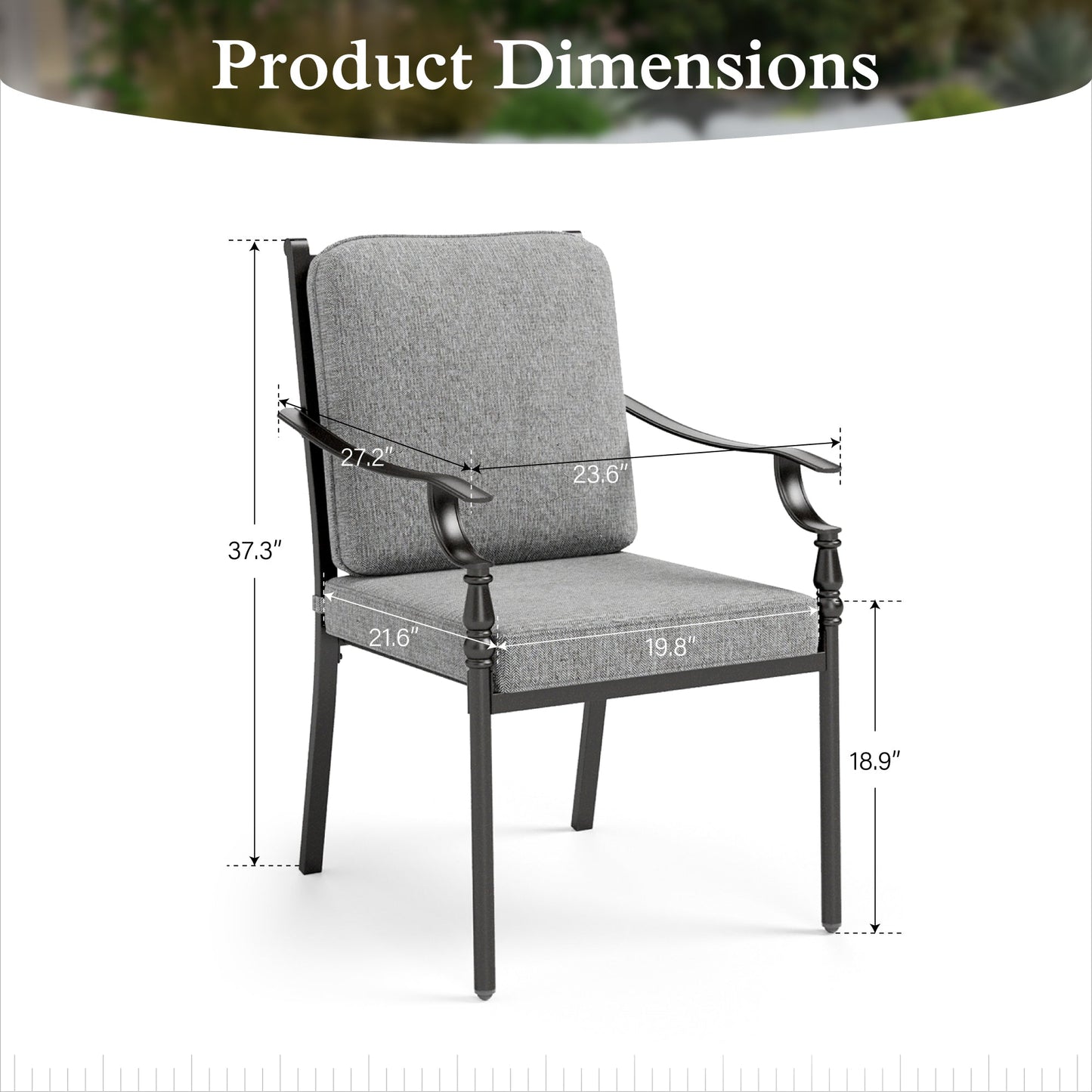 Sophia & William Set of 2 Outdoor Patio Dining Chairs Metal Chairs with Cushion