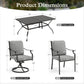 Sophia & William 7Pcs Outdoor Patio Dining Set Metal Swivel Chairs and Table Furniture Set with Gray Cushion
