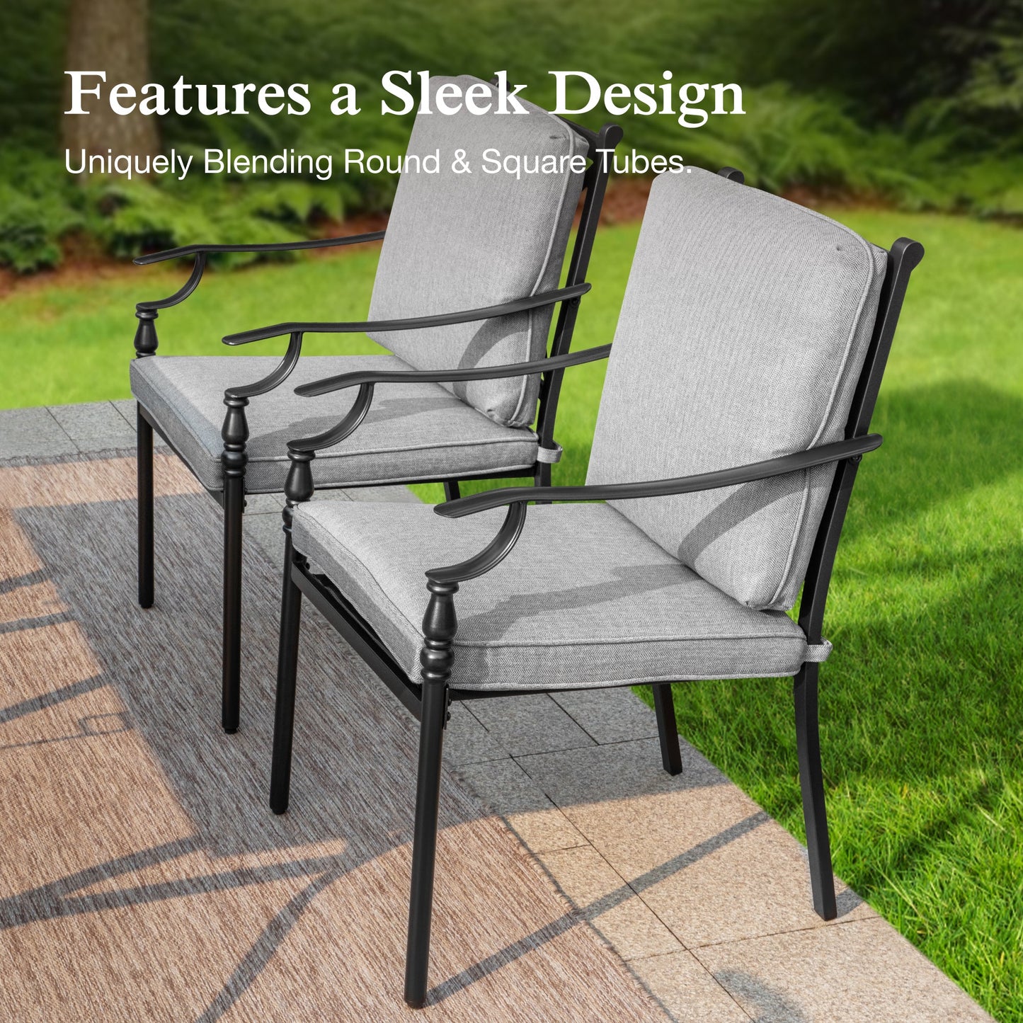 Sophia & William Set of 4 Outdoor Patio Dining Chairs Metal Chairs with Cushion