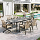 Sophia & William 7 Pieces Wicker Outdoor Patio Dining Set with 2 Swivel Chairs, 4 Fixed Chairs and 1pc Extendable Metal Table for 6-person