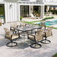 Sophia & William 7-Piece Outdoor Patio Dining Set Swivel Metal Wicker Chairs and Steel Table