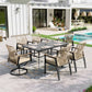 Sophia & William 7 Pieces Wicker Outdoor Patio Dining Set with 2 Swivel Chairs, 4 Fixed Chairs and 1pc Metal Table for 6-person