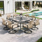 Sophia & William 9-Piece Outdoor Patio Dining Set Swivel Metal Wicker Chairs and Large Steel Square Table