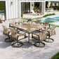 Sophia & William 9-Piece Outdoor Patio Dining Set Swivel Metal Wicker Chairs and Large Teak Color Steel Square Table