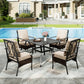Sophia & William 5Pcs Outdoor Patio Dining Set Metal Cushioned Chairs and Table Furniture Set,Beige