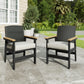 Sophia&William Patio Outdoor Dining Chairs HDPE Chair Furniture Set with Wicker Rattan Back & 4.7" Cushions, Set of 2