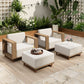 Sophia & William 4 Pieces Wicker Patio Furniture Set with 2Pcs Chairs & 2 Ottomans, Yellow-Brown & Beige