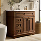 Sophia & William 36inch Bathroom Vanity with 5inch Deep Sink Freestanding Wood Bathroom Cabinet Vanity with 2 Doors with Shelf & 2 Drawers, Cherry Brown