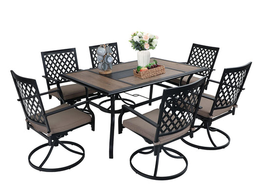 Sophia & William 7 Peices Outdoor Patio Dining Set Swivel Chairs and Table Set