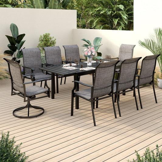 Sophia & William 9 Piece Outdoor Patio Dining Set 1 Steel Retangular Table & 8 Textilene Chairs