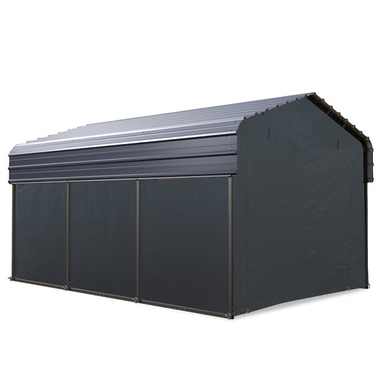 Alpha Joy 10' x 15' Heavy Duty Galvanized Steel Carport with Side Walls Multi-Purpose Storage Shelter