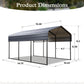 Alpha Joy 10' x 15' Heavy Duty Carport with Galvanized Steel Roof Multi-Purpose Shelter
