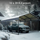 Alpha Joy 12' x 20' Heavy Duty Metal Carport with Galvanized Steel Roof Multi-Purpose Hardtop Storage Shelter
