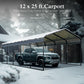 Alpha Joy 12' x 25' Heavy Duty Metal Carport with Galvanized Steel Roof Multi-Purpose Shelter