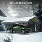 Alpha Joy 20' x 20' Heavy Duty Carport with Galvanized Steel Roof Cars Garage Shelter