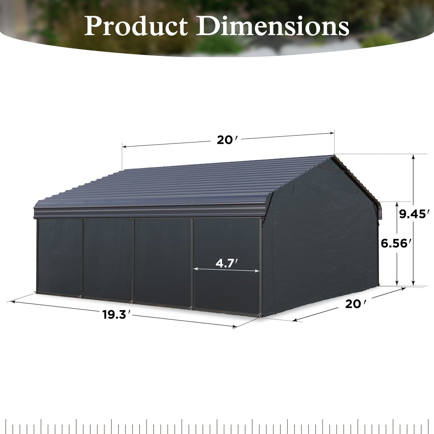 Alpha Joy 20' x 20' Heavy Duty Galvanized Steel Carport with Side Walls Multi-Purpose Shelter